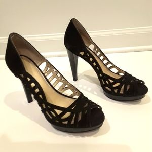 NINE WEST  Cutouts High Heels  Back Suede Shoes Size 8M